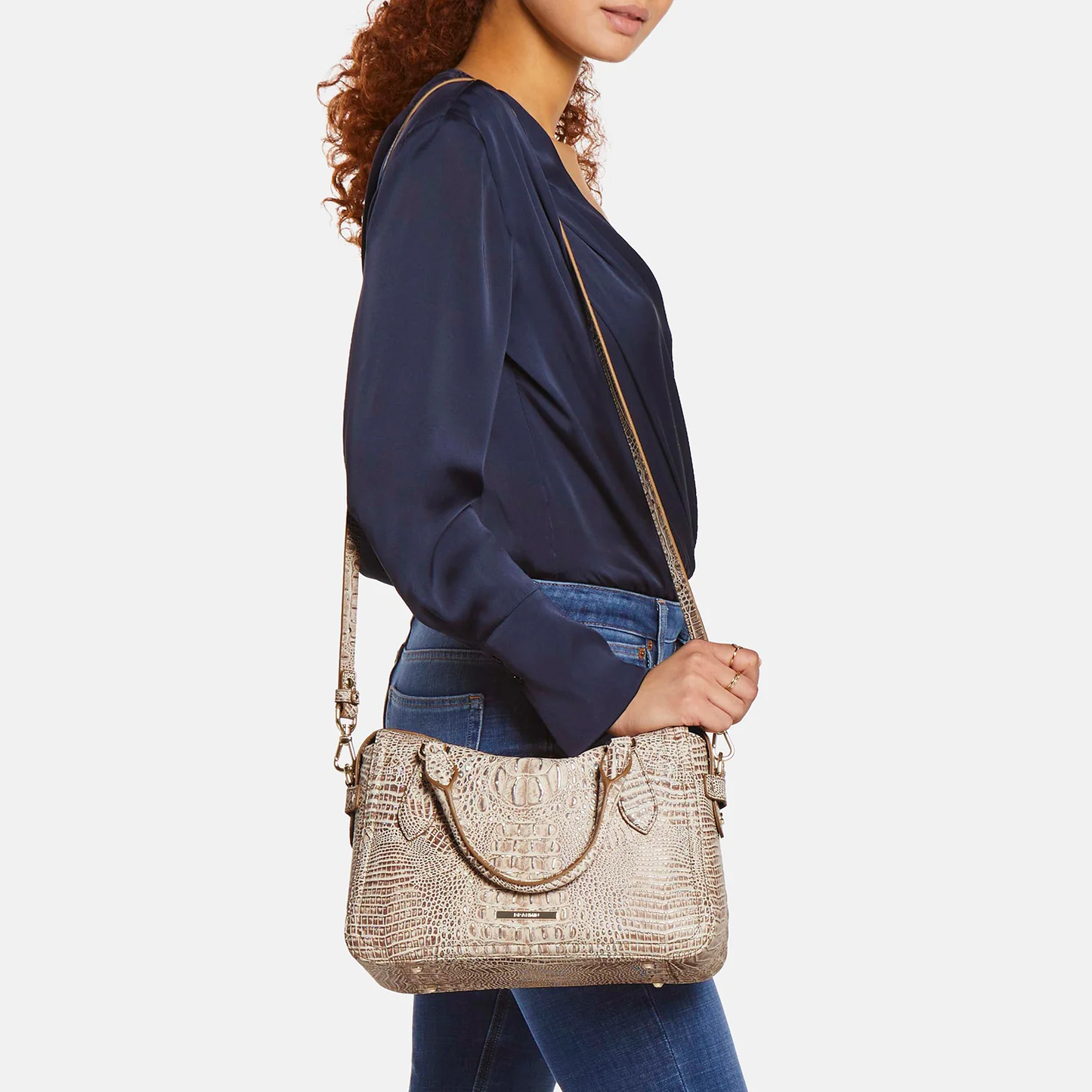 Brahmin Alden Road Collection Micaela Satchel, Blue