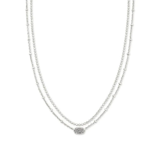 Kendra Scott Emilie Iridescent Drusy Multistrand Necklace, Silver
