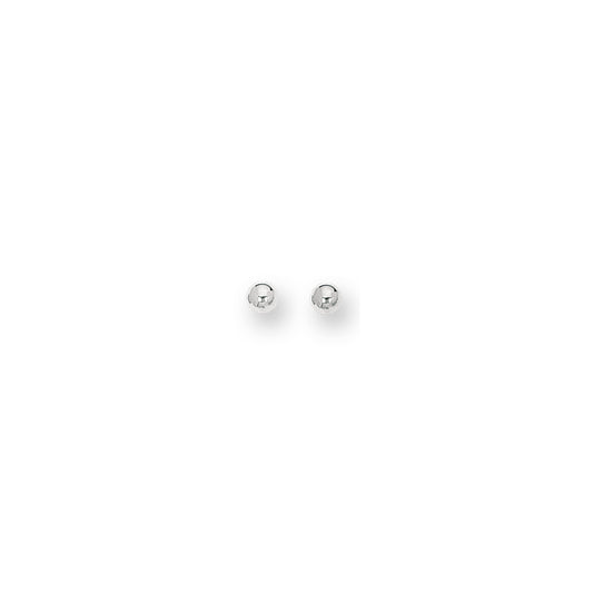 14k White Gold Polished 3mm Ball Stud Earrings