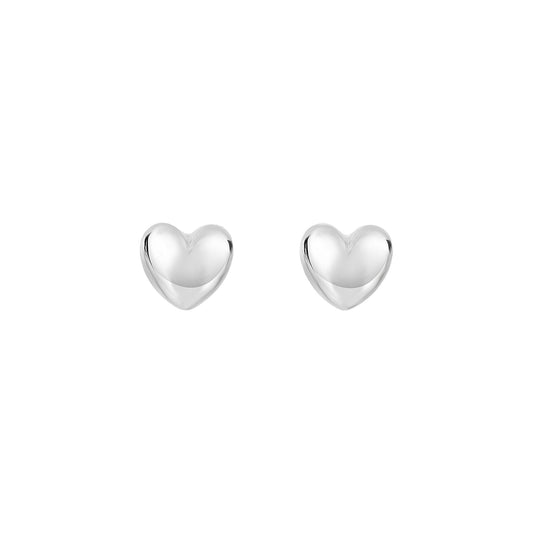 Small Heart Earrings, White