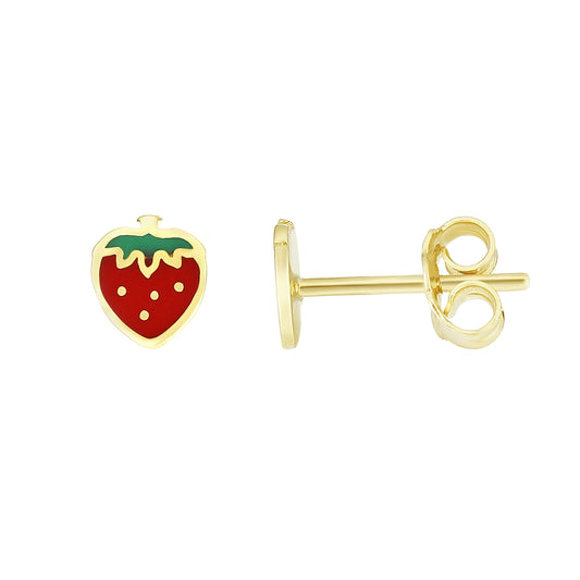 14k Gold Strawberry Stud Earrings
