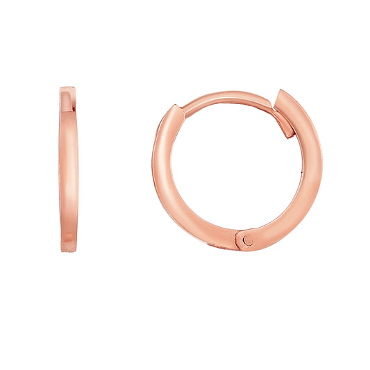 14k Rose Gold Thin Polished Huggie Earrings