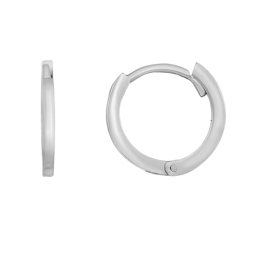 14k White Gold Thin Polished Huggie Earrings