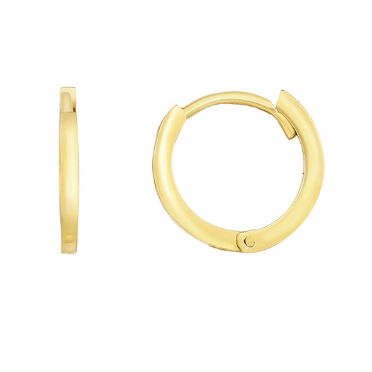 14k Gold Thin Polished Huggie Earrings